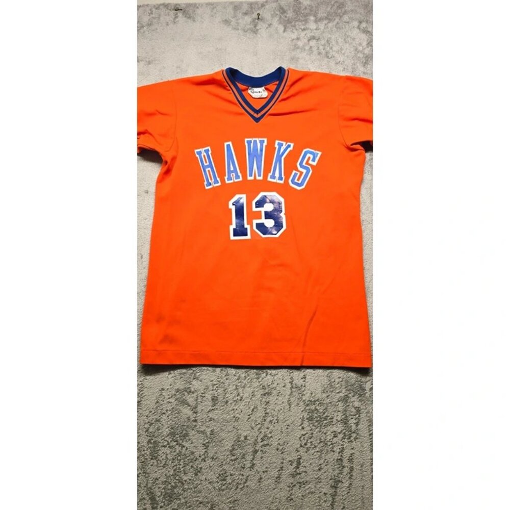 Vintage Betlin Pro Sports Hawks Basketbal Jersey Medium Orange Short Sleeve‎